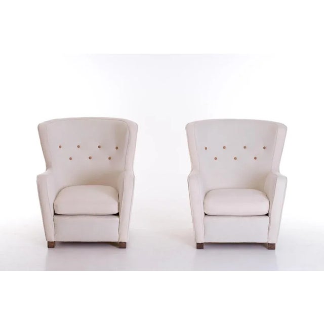 White Set of Scandinavian Armchairs, 1930s For Sale - Image 8 of 11