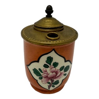 Antique French Porcelain Ink Well For Sale