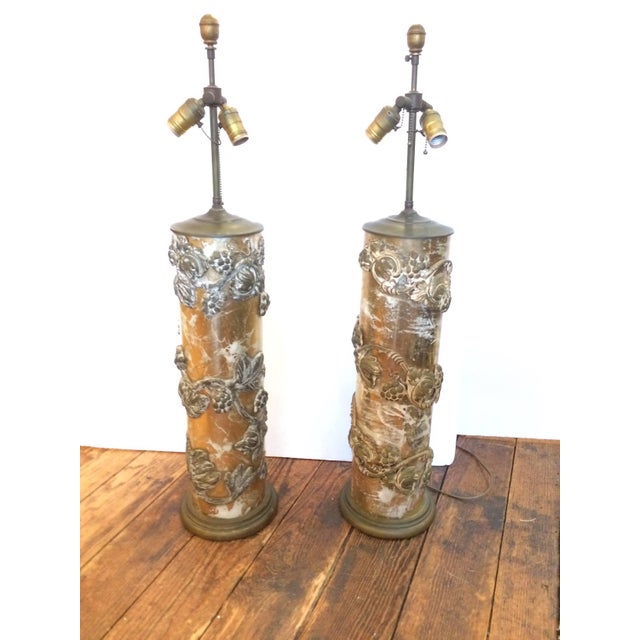 Large Glamorous Glass and Carved Wood Table Lamps a Pair Chairish