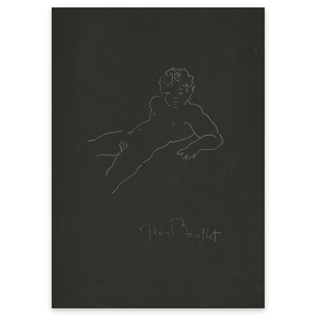 Man Lying Naked is an original artwork realized by Jean Boullet. Original drawing in white pencil on black sheet of paper...