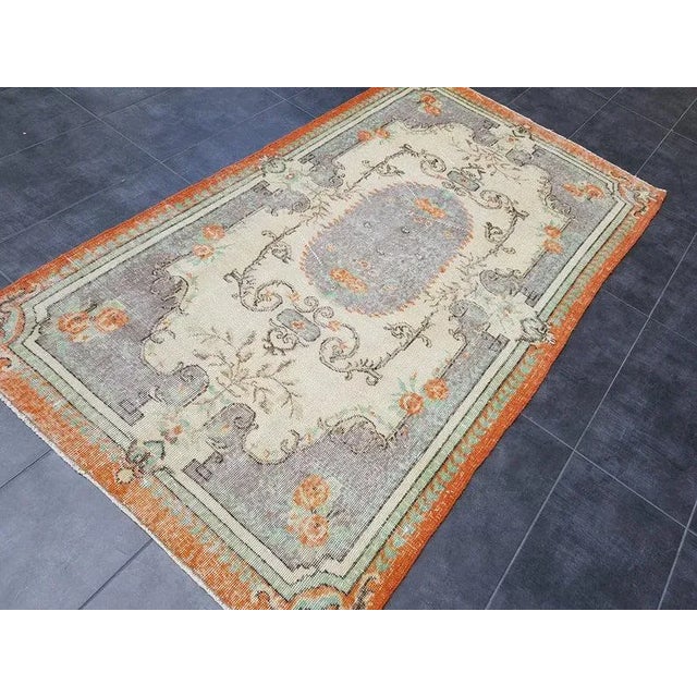 Tan Vintage Colourful Handmade Rug- 3′9″ × 6′11″ For Sale - Image 8 of 11