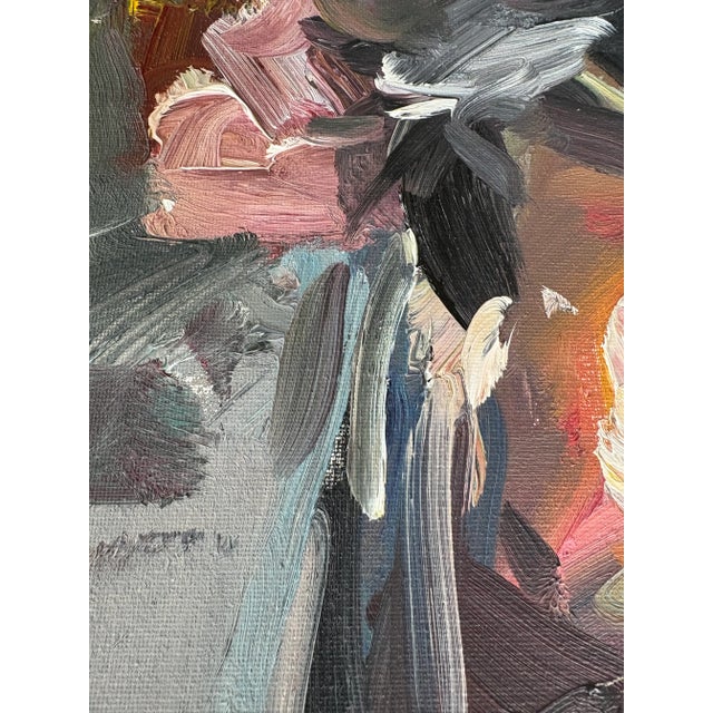 2018 Abstract Oil Portrait “The Helmet” by Jose Trujillo in Dark Wood Frame For Sale - Image 10 of 14