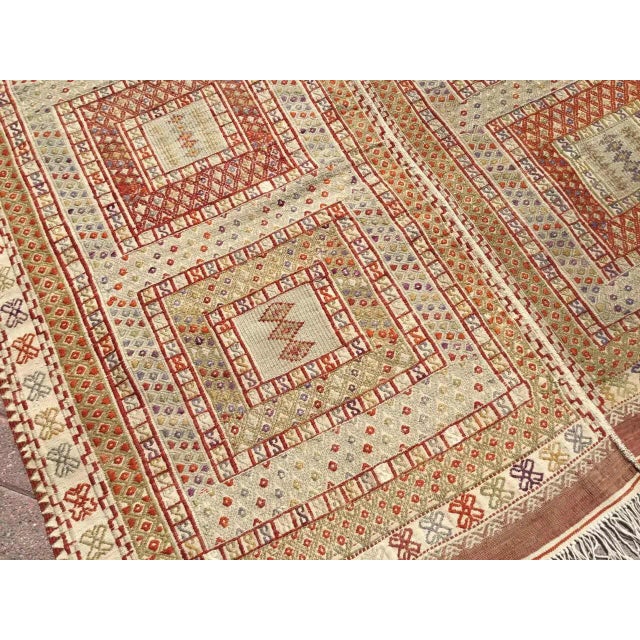 1960s Rustic Embroidered Kilim Rug - 67" X 96" For Sale - Image 9 of 11