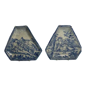 19th Century Delft Faience Plate, Camaieu De Bleu - a Pair