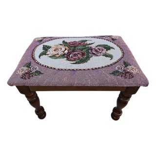 Victorian Style Mauve Floral Print Footstool For Sale