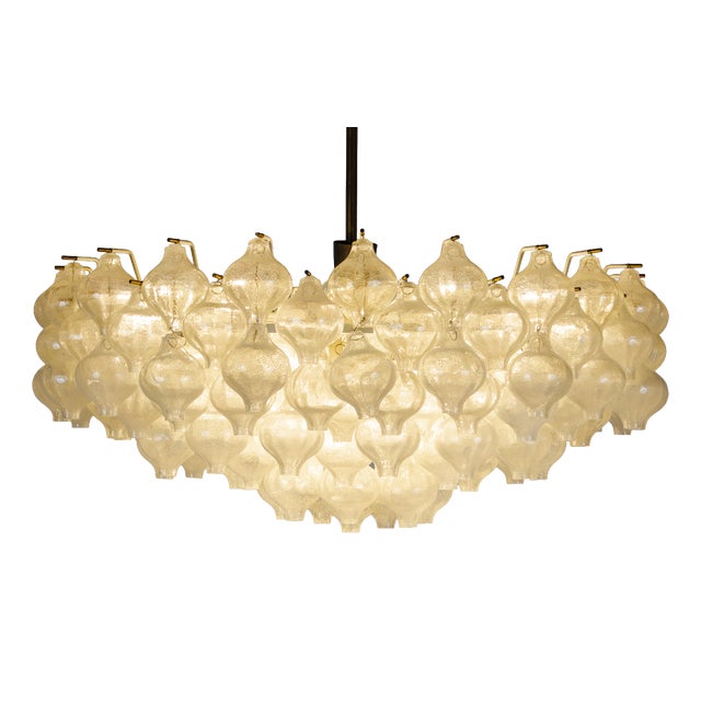 Tulipan Waterfall Glass Chandelier from Kalmar, Austria, 1960s For Sale