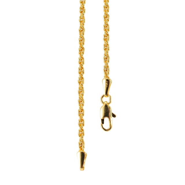 Early 21st Century Unisex 14k Yellow Gold 2mm 24” Classic Twisted Spiral Rope Chain Necklace For Sale - Image 5 of 8