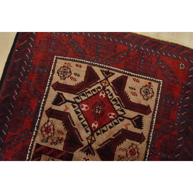 Baloch Rug 2’11” X 5’5” Brown Wool Vintage Tribal Hand-Knotted Oriental Carpet For Sale In Philadelphia - Image 6 of 12