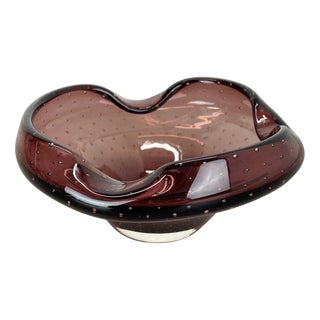 Large Purple Murano Bubble Glass Shell Ashtray, Italy, 1970s For Sale