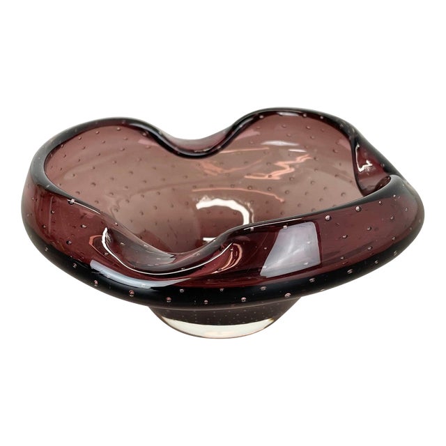 Large Purple Murano Bubble Glass Shell Ashtray, Italy, 1970s For Sale
