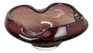 Large Purple Murano Bubble Glass Shell Ashtray, Italy, 1970s