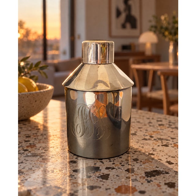 Beautiful, minimalist vintage metal tea caddy / storage canister crafted by the historic Gorham Manufacturing Company....