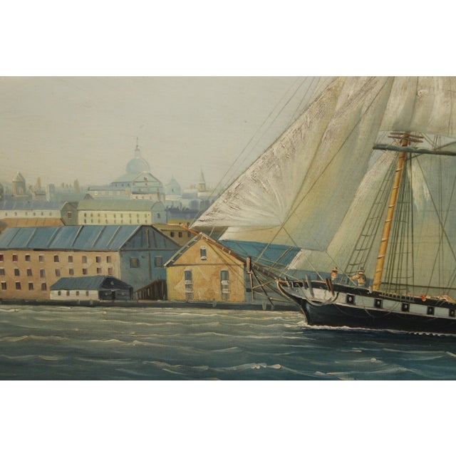 1980s Artist Signed Oil on Canvas Tall Ships Painting For Sale - Image 5 of 14