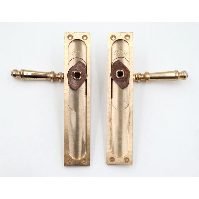Late 20th Century Pair of Traditional Polished Brass Dummy Door Pulls For Sale - Image 5 of 6