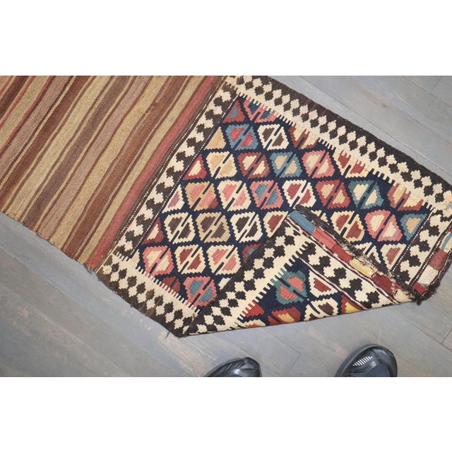 Textile 19th Century Zabihi Collection Tribal Caucasian Kilim Textile Rug - 1'8" x 7'7" For Sale - Image 7 of 11