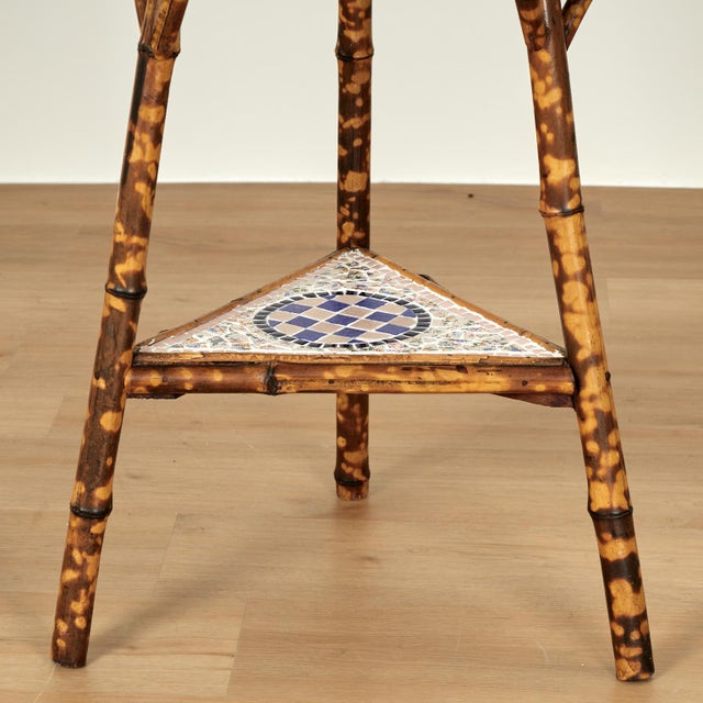 Antique English Bamboo and Tile Table or Stand For Sale - Image 9 of 11