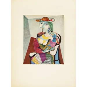 1960s After Pablo Picasso "Seated Woman", Period Cubist Full-Color Print
