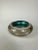 Silver and art glass dish by FB Rogers. Silver dish is adorned with a sea green hued glass inset