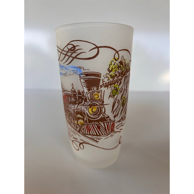 1950's Currier & Ives "Americana" Frosted Glass Tumblers -Set of 6 For Sale In Miami - Image 6 of 12
