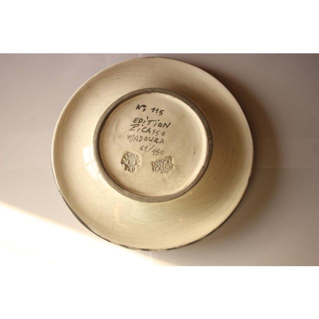 Mid-Century Modern Set of 5 Stamped Madoura Ceramic Plates Edition Picasso For Sale - Image 3 of 14