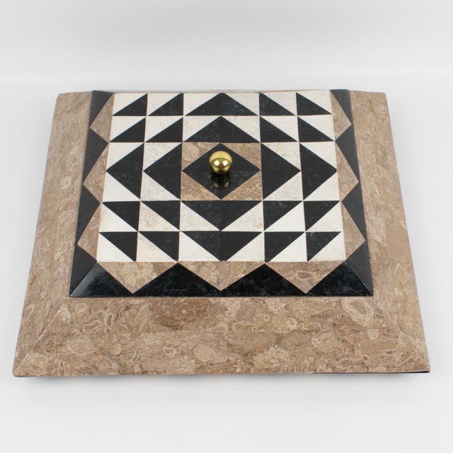 Maitland-Smith Oversized Tessellated Marble Stone Box, circa 1980 For Sale - Image 11 of 16