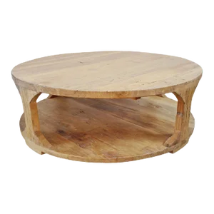 Salvaged Natural Elm Round Coffee Table