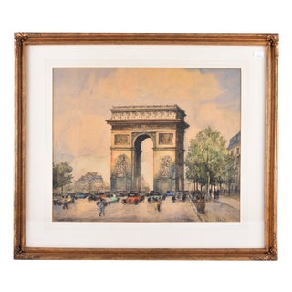 The Arc De Triomphe, Paris, 1920, Gouache & Watercolor For Sale