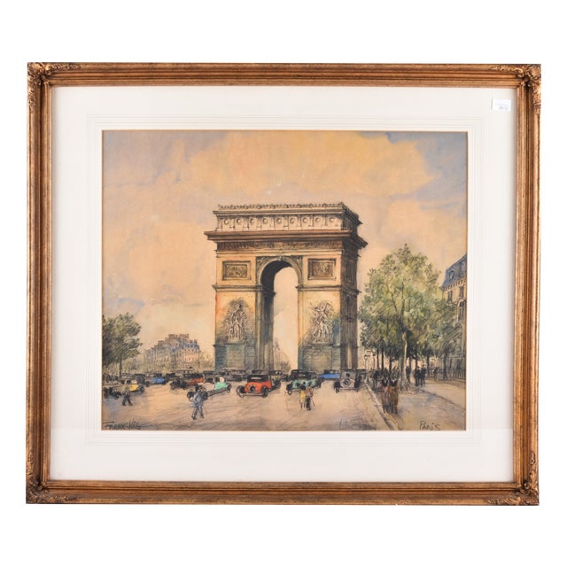 The Arc De Triomphe, Paris, 1920, Gouache & Watercolor For Sale