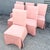This set of six postmodern Parsons dining chairs brings soft pink color and tailored elegance to the table. Tall...