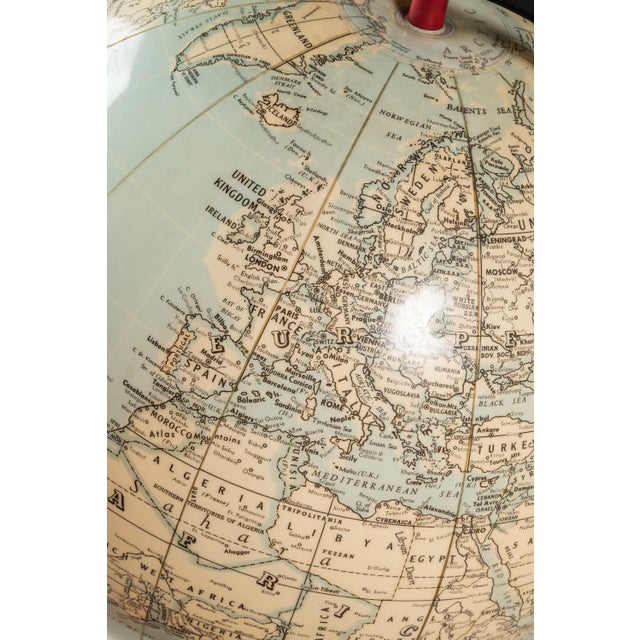 Mid-Century Modern Space Age Inflatable Table Top Globe W/ Metal Stand by c.s. & Hammond & Co. , Usa, C. 1950s For Sale - Image 15 of 18