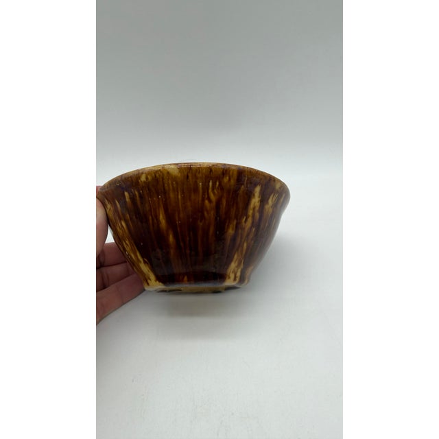 Farmhouse A Very Nice Rockingham Glazed Yellowware Small Sized Mixing Bowl, Circa 1870’s For Sale - Image 3 of 12