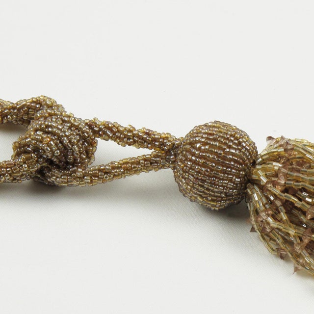 Gold Art Deco Trio of Crystal Beads Curtain Tassel Tiebacks Retainers For Sale - Image 8 of 10