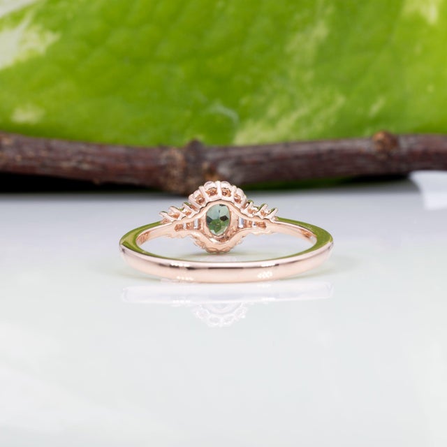 Alexandrite Ring With Earth-Mined Diamond Accents in Solid 14k Gold, Oval 5x4mm For Sale - Image 11 of 12
