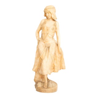 Dancing Woman White Alabaster Sculpture For Sale
