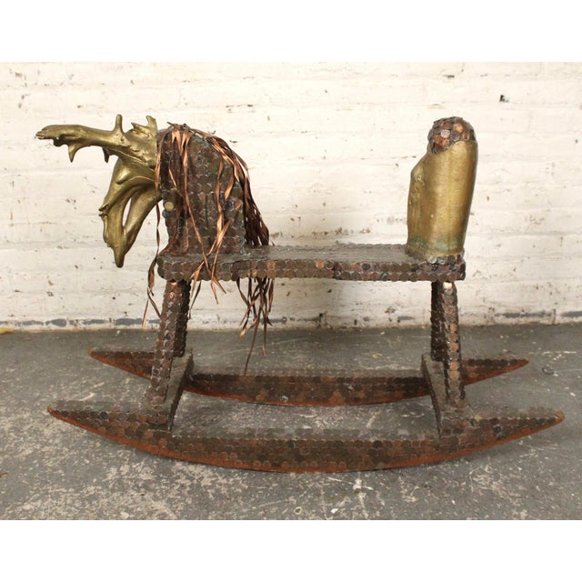Late 20th Century Late 20th Century Handmade Penny Covered Rocking Horse For Sale - Image 5 of 8