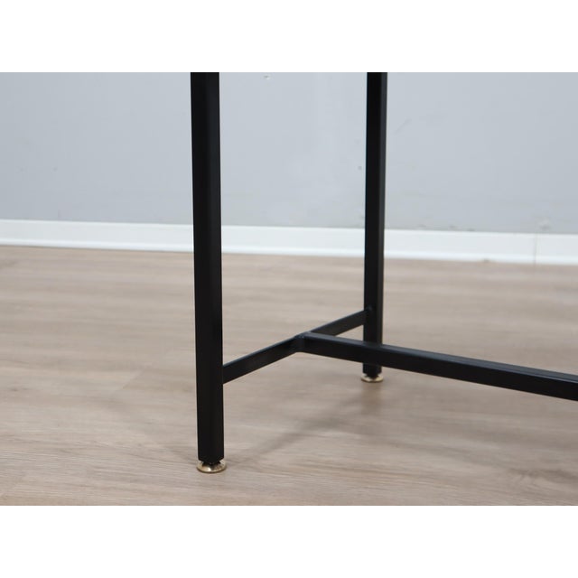 Metal Mid-Century Slatted Teak Bench with Iron Frame, Italy, 1950s For Sale - Image 7 of 12