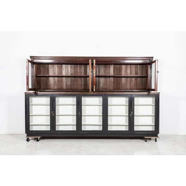 Large English Glazed Apothecary Wall Cabinet in Mahogany, 1870 For Sale - Image 3 of 14