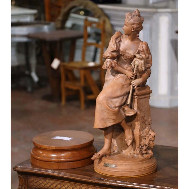 19th Century French Terracotta Sculpture “Le Biniou” by Georges Coudray For Sale - Image 11 of 12