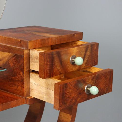 Wood Art Deco Dressing Table Veneered in Walnut Pedule For Sale - Image 7 of 12