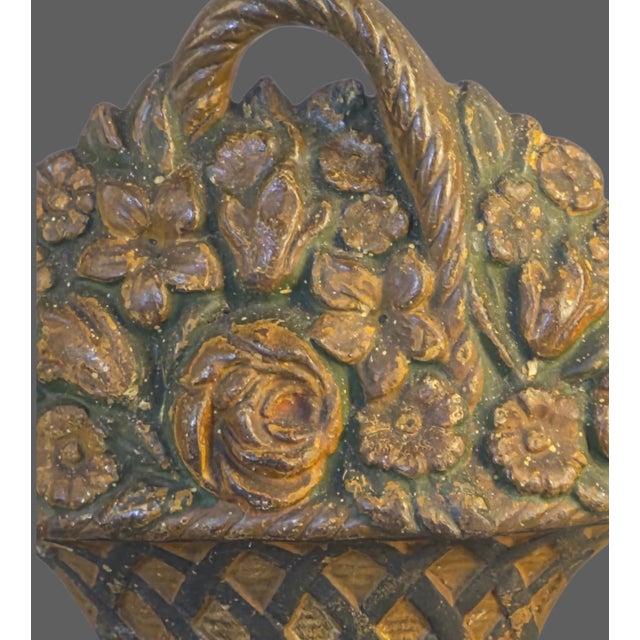 Antique Cast Iron Multi Flower Basket Doorstop Numbered For Sale - Image 4 of 9