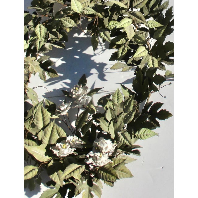 Mid 20th Century Vintage Tole Foilage Wreath Oak and Wild Rose Mid-Century For Sale - Image 5 of 10