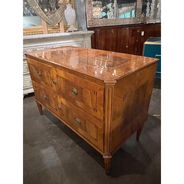 Brown 19th C. Biedermeier Walnut Inlaid Commode For Sale - Image 8 of 12