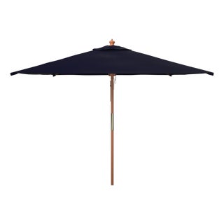 Velop 7.5Ft Squre Wooden Pulley Market Umbrella (No Tilt), Navy For Sale