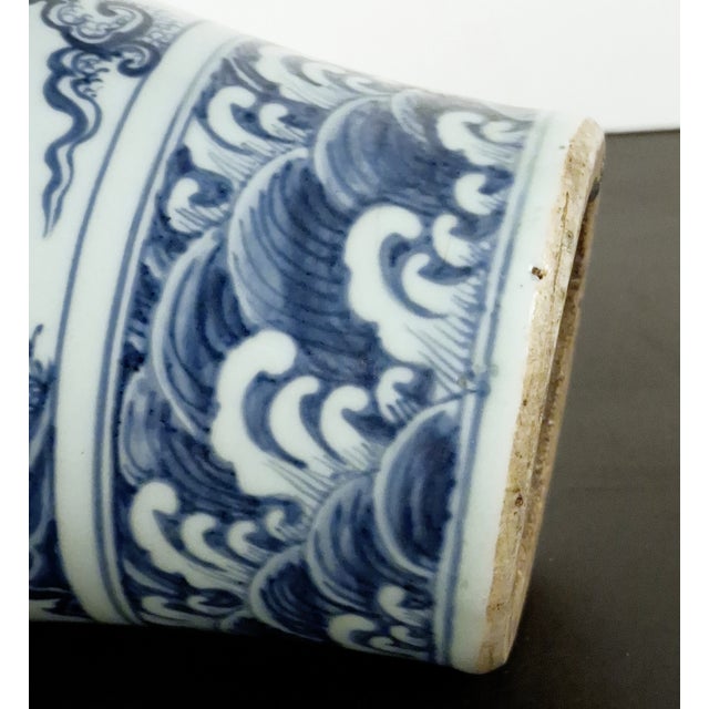 Chinese Porcelain Blue and White Garden Story Meiping For Sale - Image 11 of 13