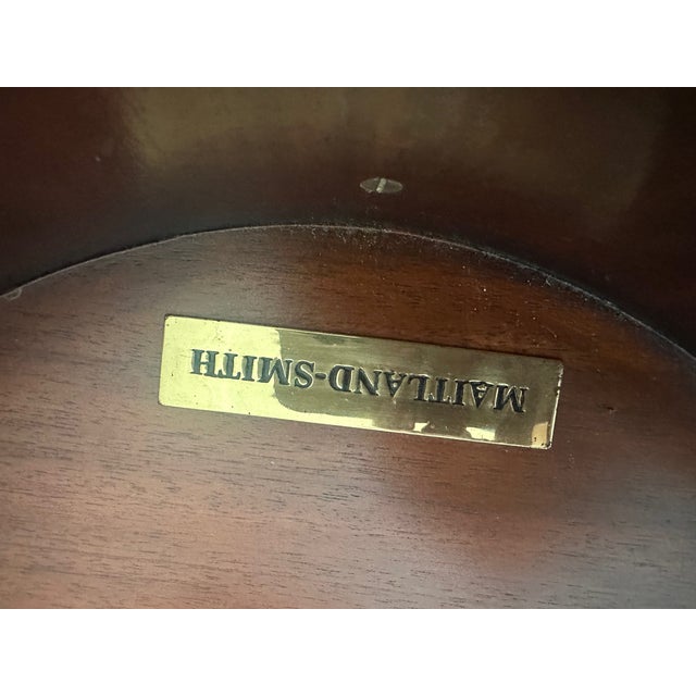 Enjoy this elegant backgammon and chess/checkers flip top game table by Maitland Smith, in the Regency style with Mahogany...