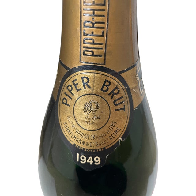Green Rare Vintage Piper- Heidsieck Brut Champagne 1949 Jeroboam Sealed Store Display Bottle For Sale - Image 8 of 9