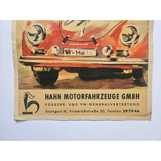 Art Deco Advertising Poster Porsche Automobile, 1930s For Sale - Image 4 of 6