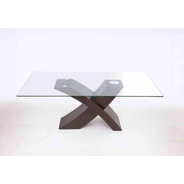 Vintage Table Mod. Bless in walnut and tempered glass. Very good condition.