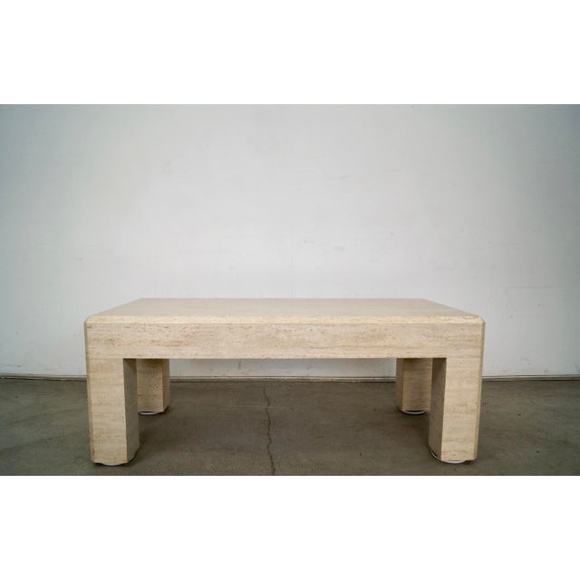 Vintage 1970's Mid century Modern coffee table for sale. It's made of solid travertine, and is in excellent condition....