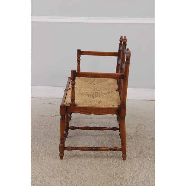 Country French Rush Seat Bench For Sale - Image 4 of 15